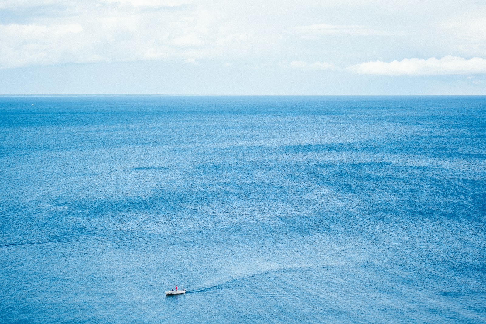 Aerial view of a vessel on the water