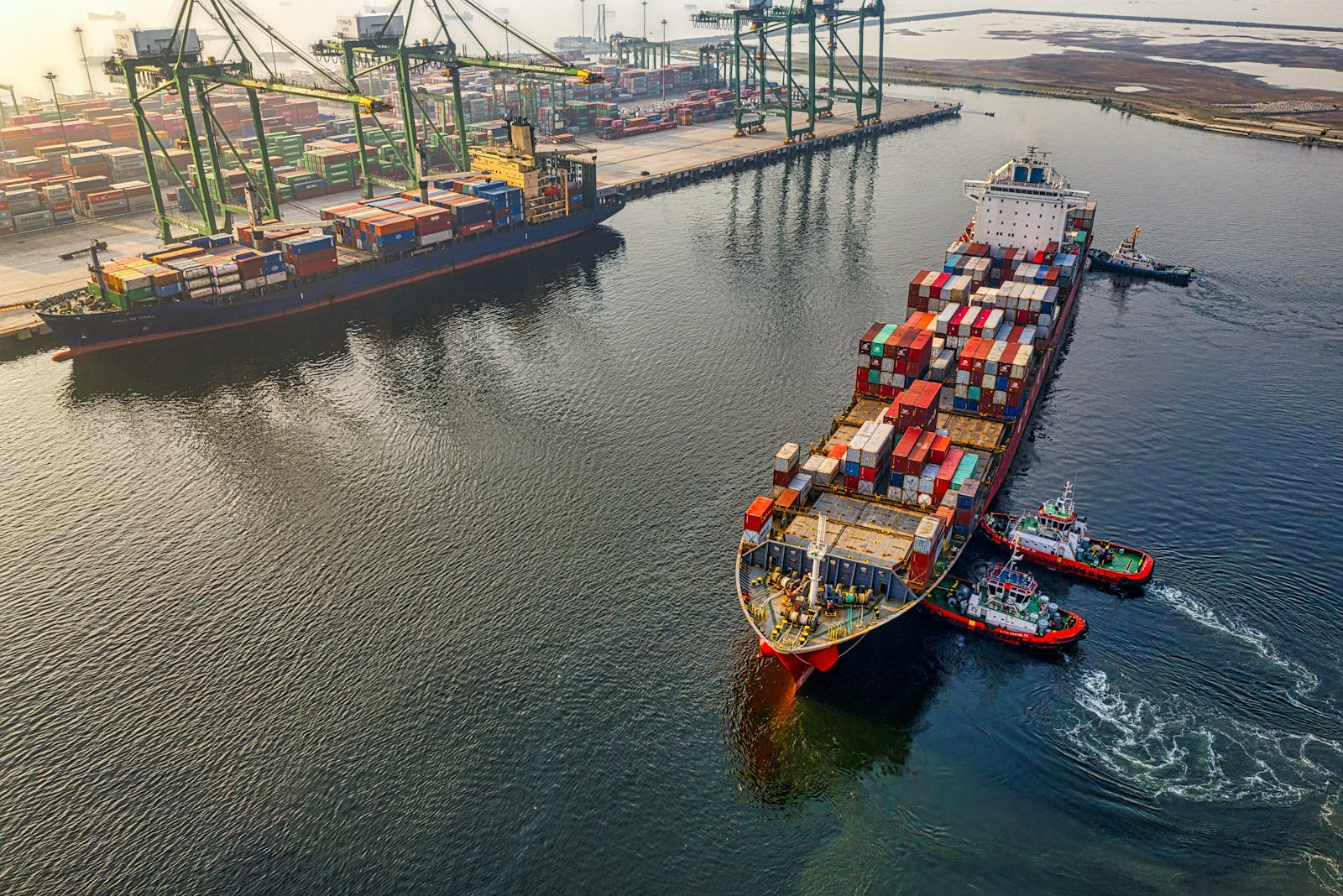 Aerial view of a cargo ship
