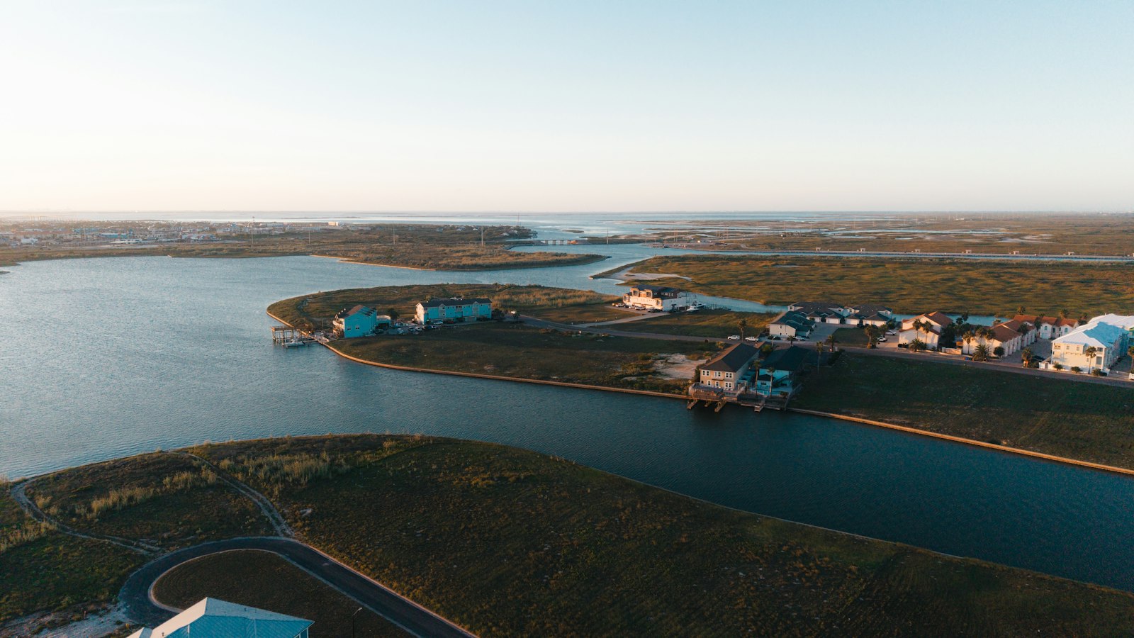 Aerial view of coastal wetlands