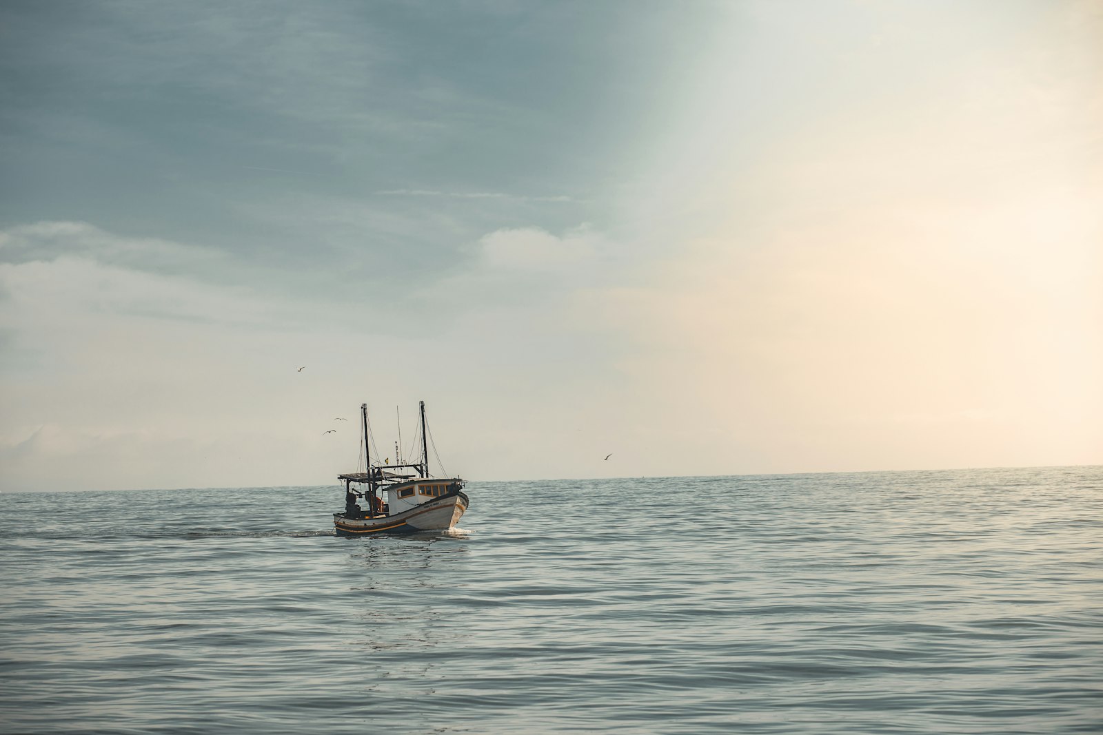 Boat on calm open water